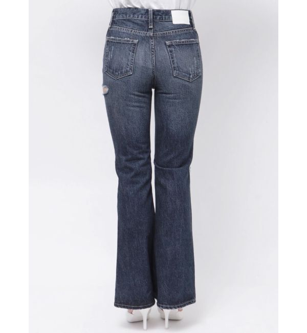 GYDA「ミドルウエストSIDE RIPPEDフレアデニムパンツ」|デニム|