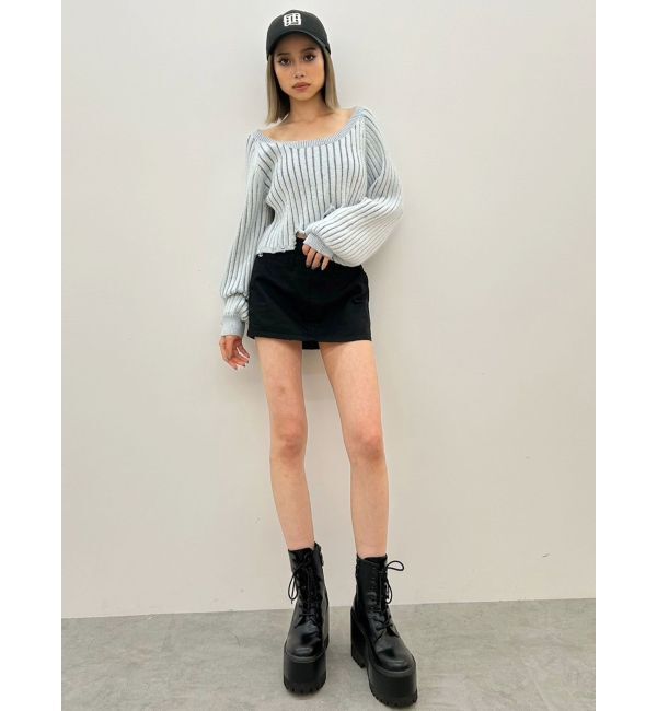 GYDA「Wウエストデザインスカートライクショートパンツ」|スカート|