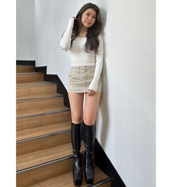 GYDA「Wウエストデザインスカートライクショートパンツ」|スカート|