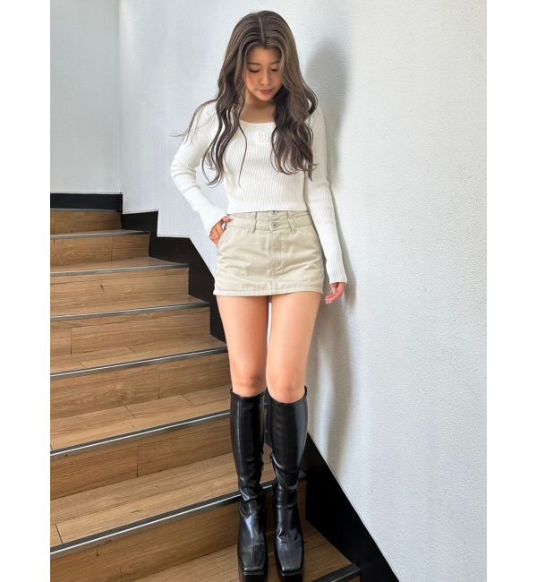 GYDA「Wウエストデザインスカートライクショートパンツ」|スカート|