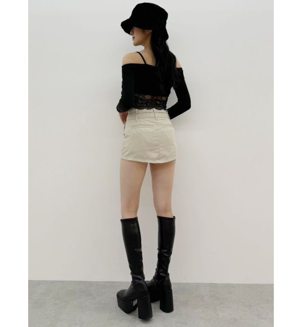 GYDA「Wウエストデザインスカートライクショートパンツ」|スカート|