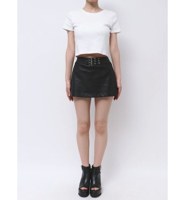 GYDA「フェイクレザーベルトスカートライクショートパンツ」|スカート|