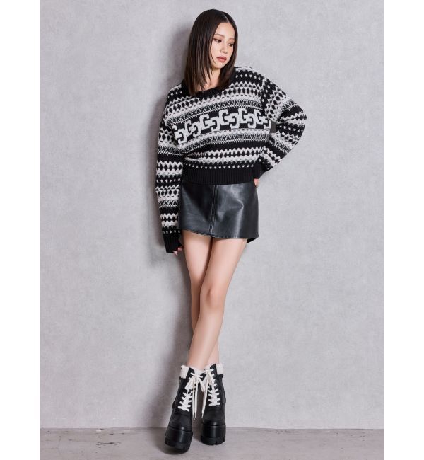 GYDA「フェイクレザースカートライクショートパンツ」|スカート|