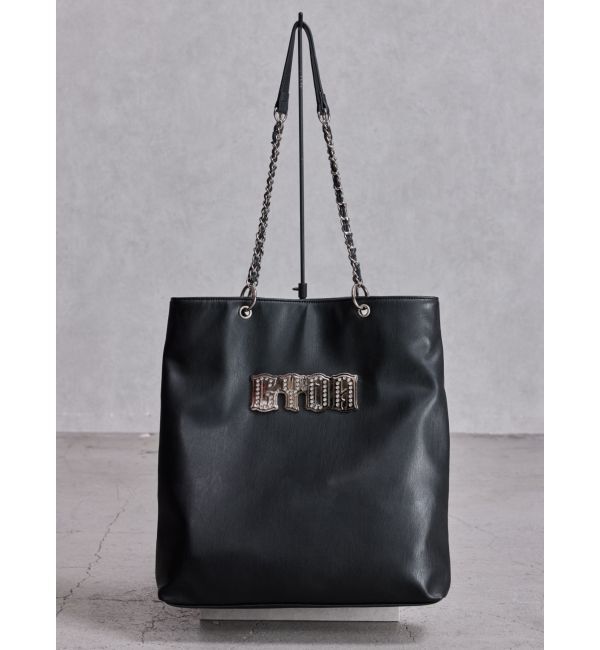 GYDA「GYDAbijouプレートチェーントートBAG」|トートバッグ|ブラック