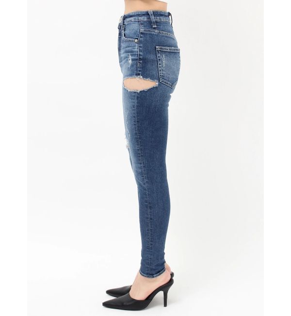 GYDA「ハイウエストSIDE RIPPED スキニーデニムパンツ」|デニム|