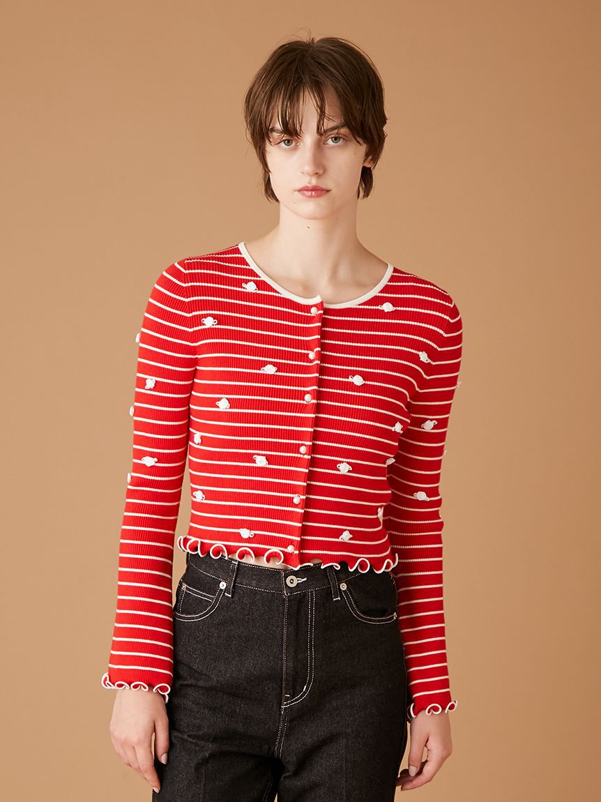 FURFUR「プティフラワーボーダーカーディガン」|カーディガン|