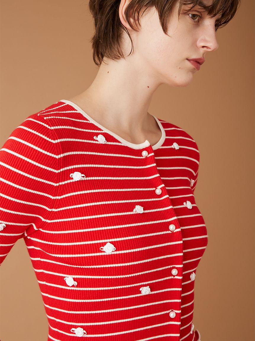 FURFUR「プティフラワーボーダーカーディガン」|カーディガン|