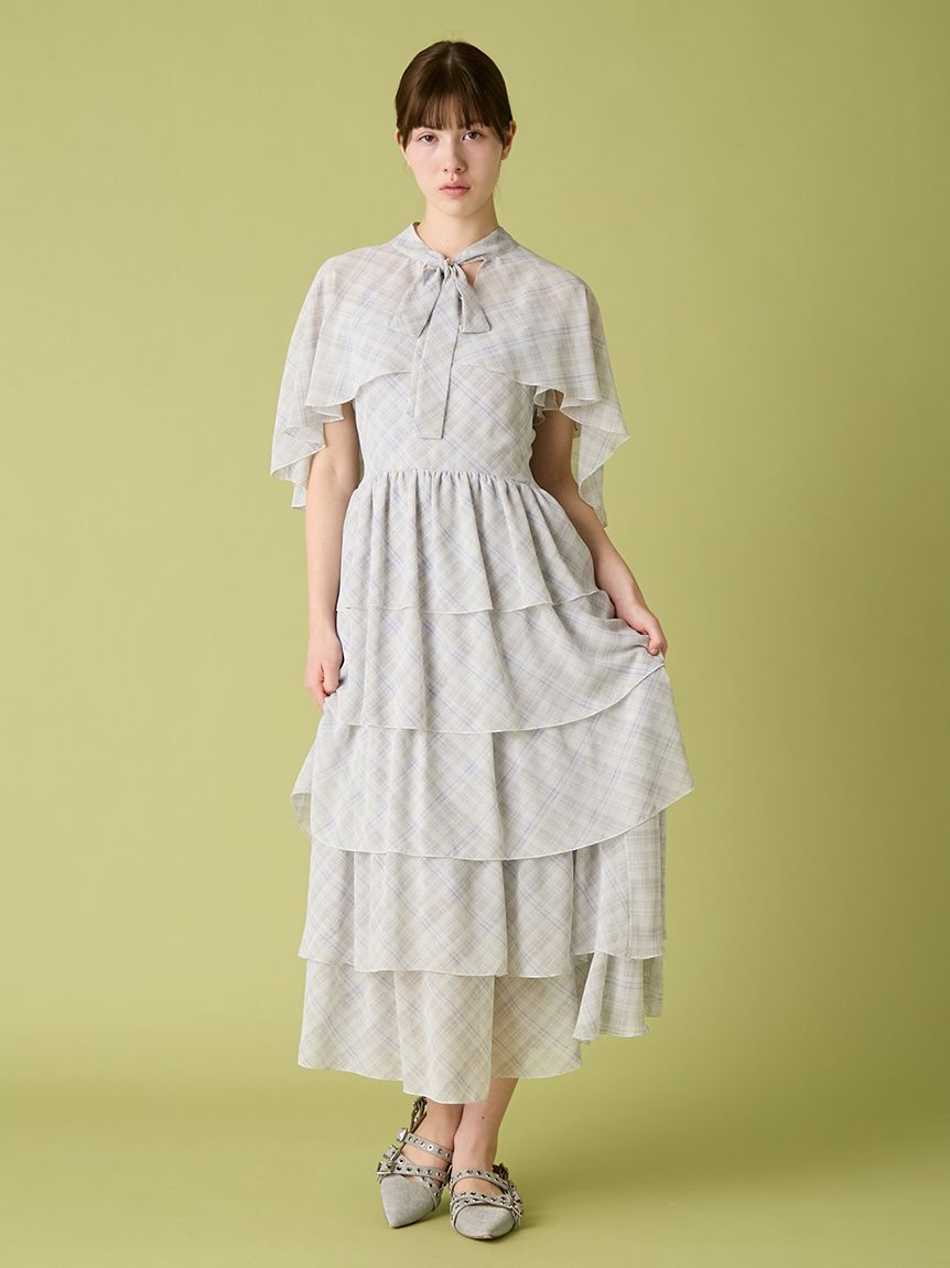 FURFUR「ケープセットティアードドレス」|ドレス|CHECK
