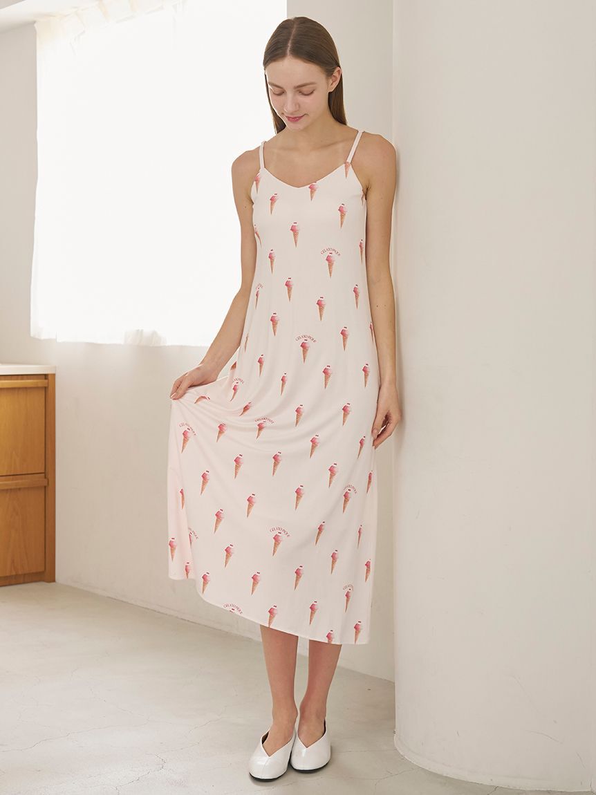 gelato pique「【接触冷感】ソルベ柄カップインキャミワンピース」|ルームウェア|