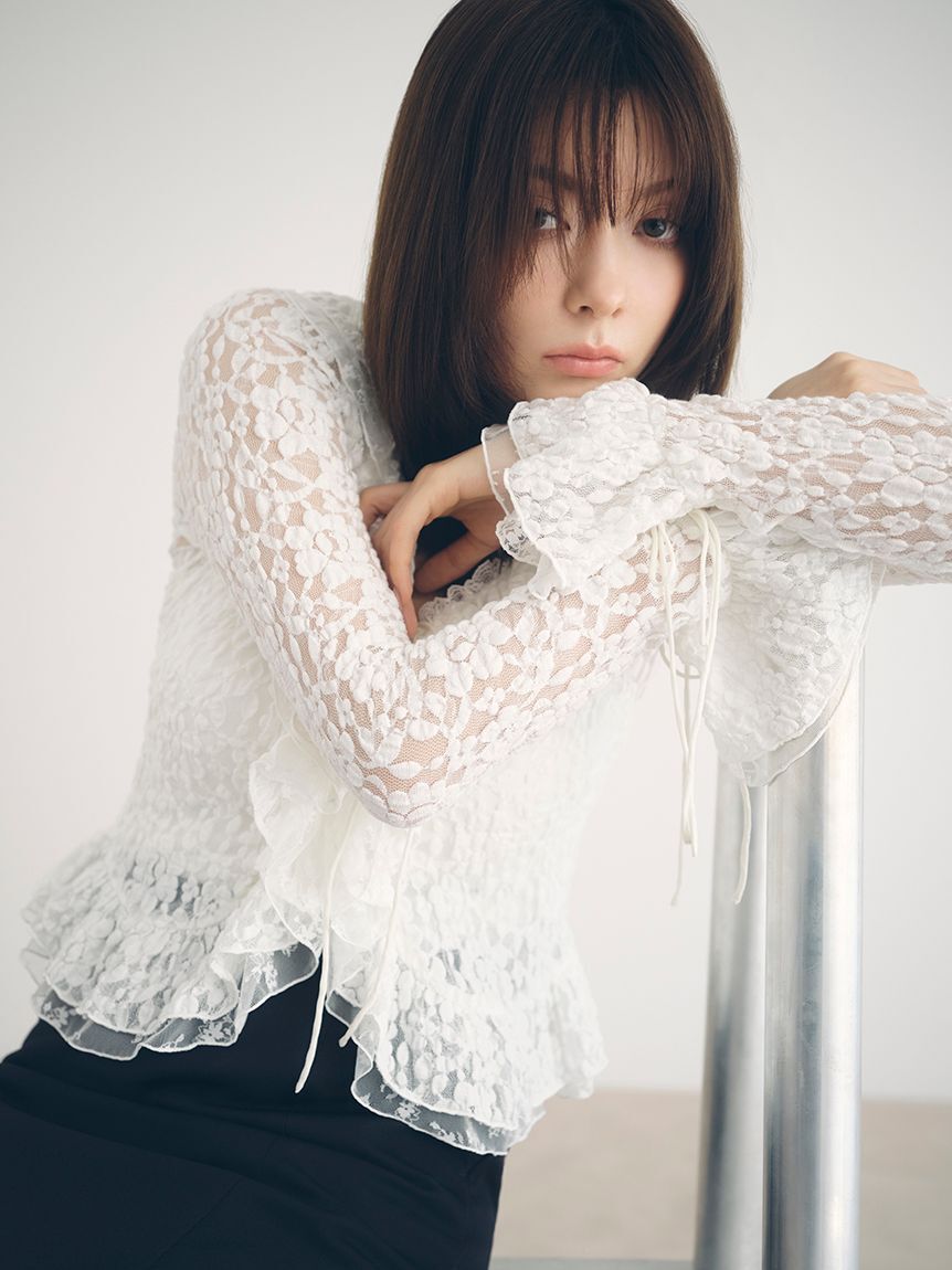 FRAY I.D「ラッフルデザインレーストップス」|Tシャツ・カットソー|