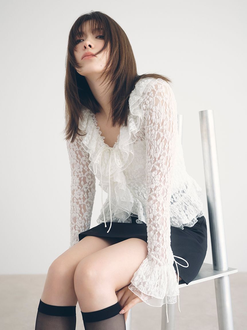 FRAY I.D「ラッフルデザインレーストップス」|Tシャツ・カットソー|