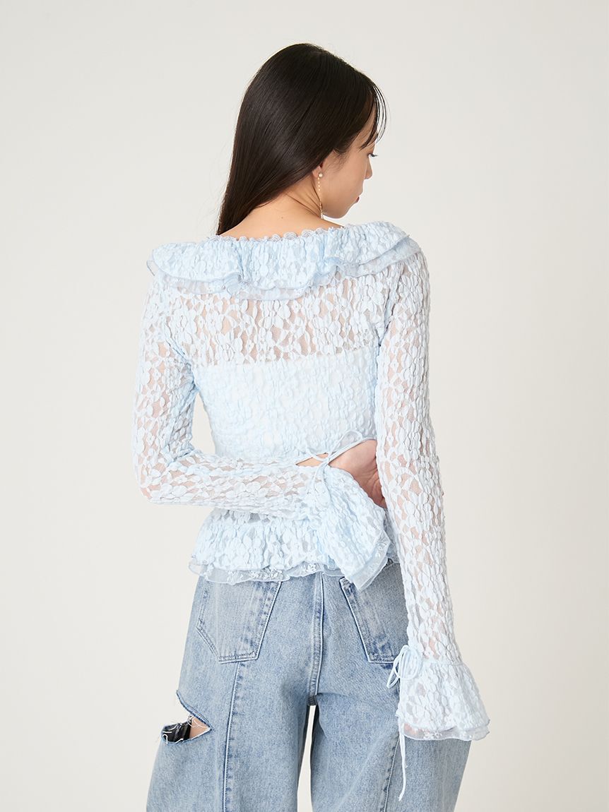 FRAY I.D「ラッフルデザインレーストップス」|Tシャツ・カットソー|