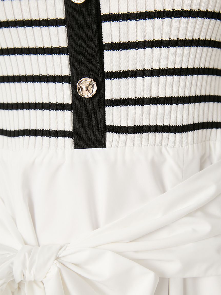 FRAY I.D「2wayタイデザインニットコンビワンピース」|ワンピース|