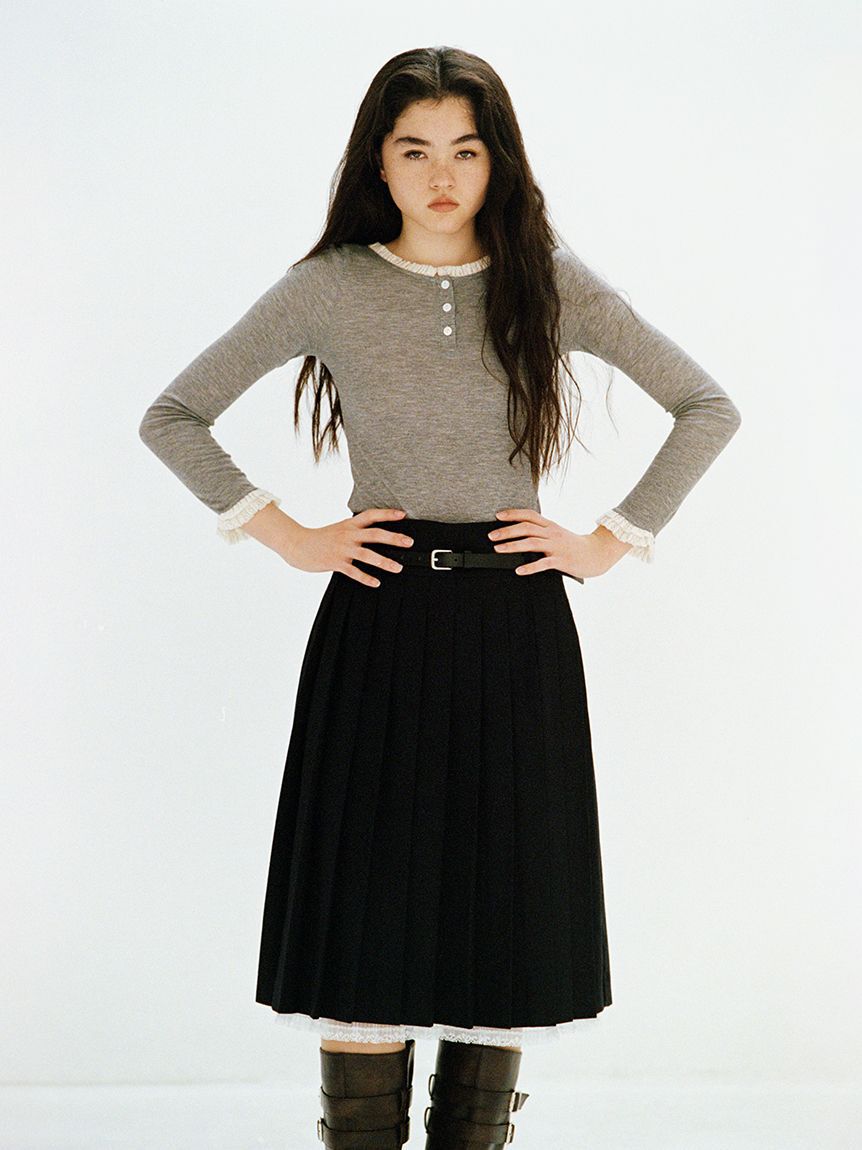 LILY BROWN「ベルト付きレースプリーツスカート」|スカート|
