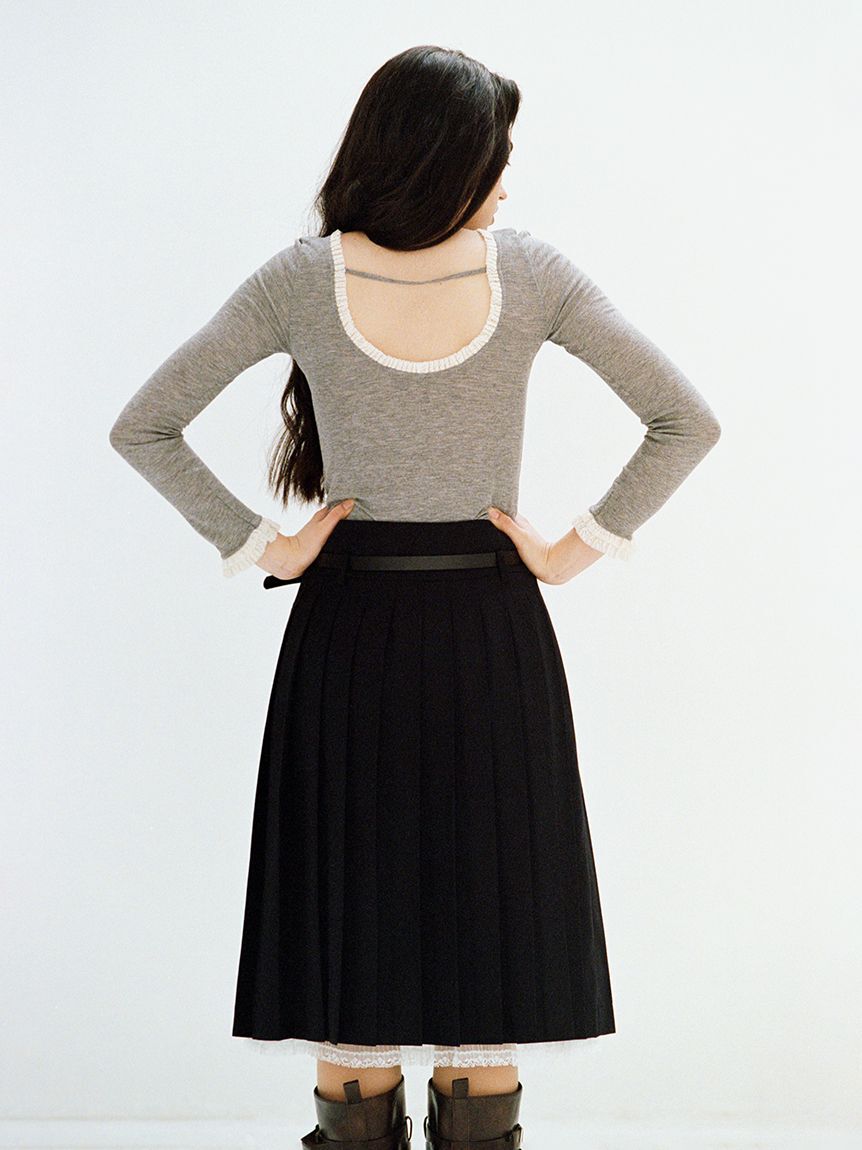 LILY BROWN「ベルト付きレースプリーツスカート」|スカート|