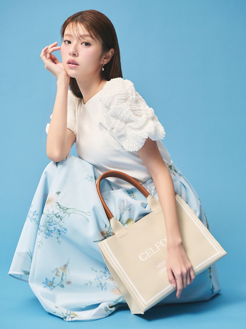 CELFORD「ミニメッシュフラワースカート」|スカート|SAX