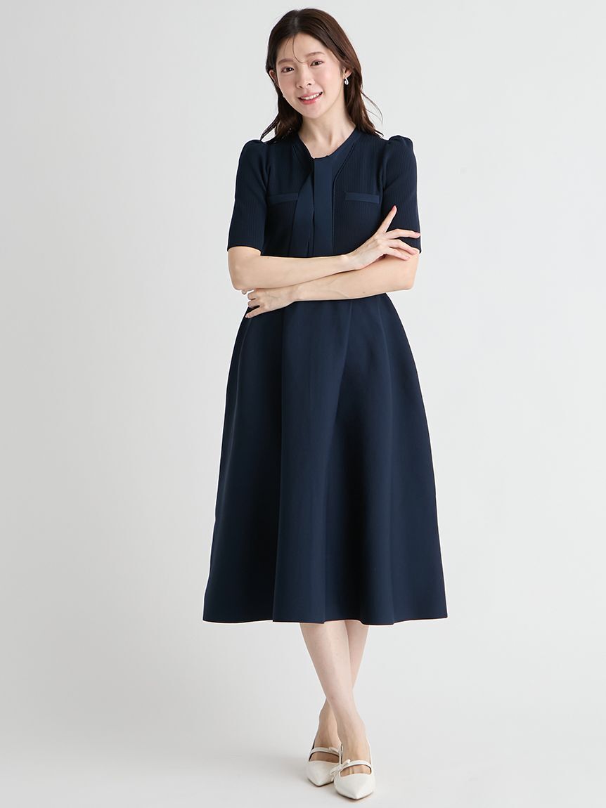 CELFORD「【UVカット】【洗える】ボウタイニットワンピース」|ワンピース|
