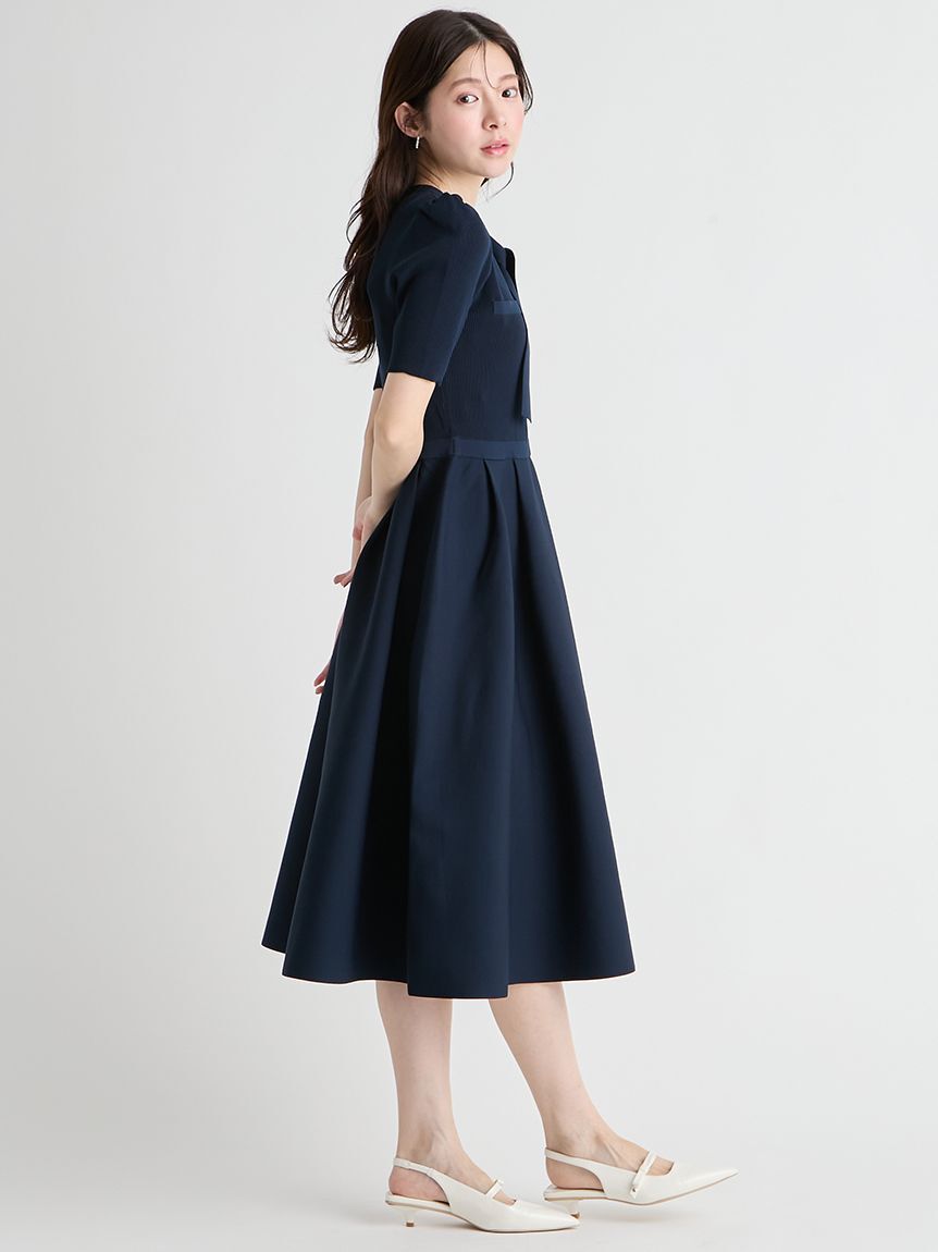 CELFORD「【UVカット】【洗える】ボウタイニットワンピース」|ワンピース|