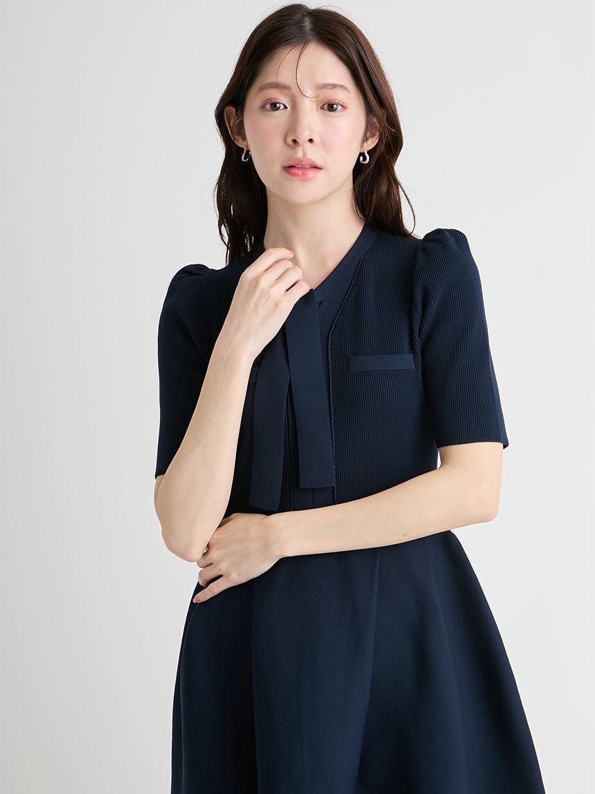 CELFORD「【UVカット】【洗える】ボウタイニットワンピース」|ワンピース|