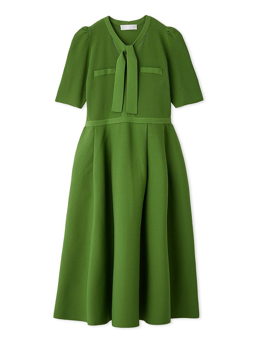 CELFORD「【UVカット】【洗える】ボウタイニットワンピース」|ワンピース|GRN