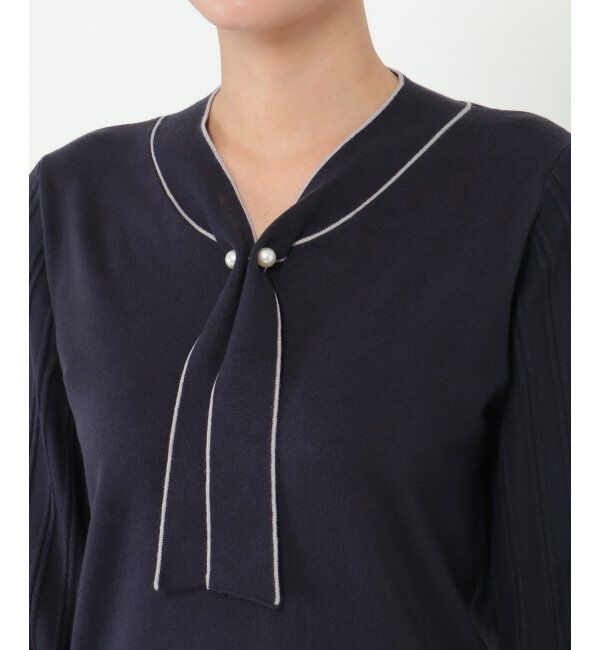 IKKA LOUNGE「ボウタイ袖プリーツニット」|プルオーバー|