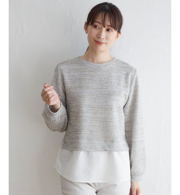 ikka「カットツイードレイヤードプルオーバー」|その他|