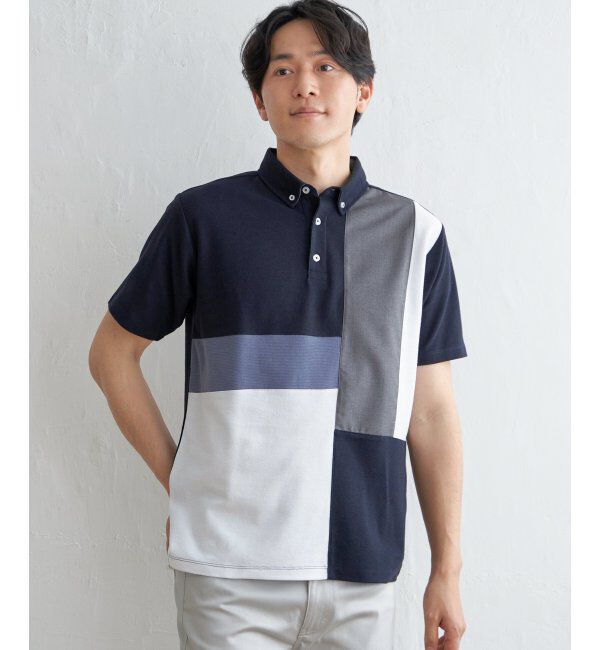 ikka「ブロックス鹿の子切り替えポロシャツ」|その他|