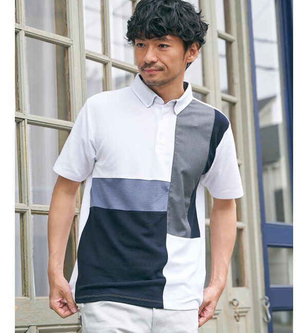 ikka「ブロックス鹿の子切り替えポロシャツ」|その他|