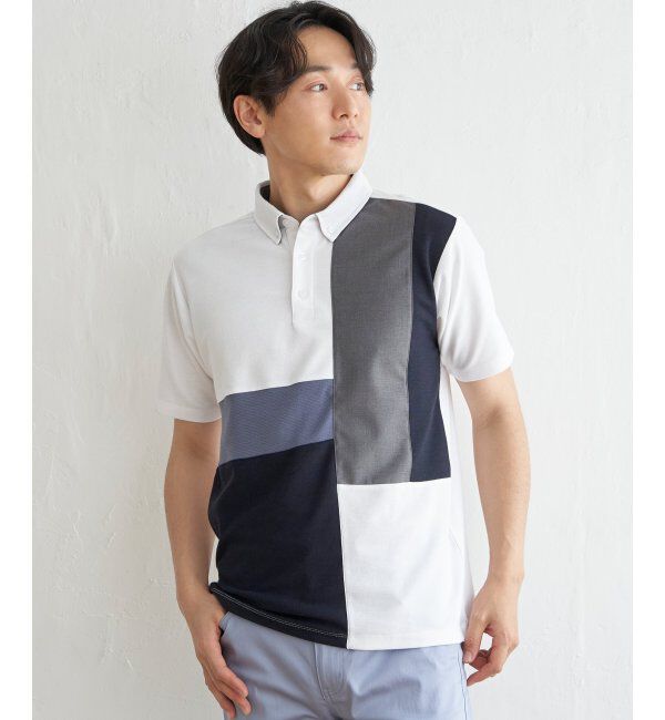ikka「ブロックス鹿の子切り替えポロシャツ」|その他|
