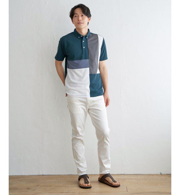 ikka「ブロックス鹿の子切り替えポロシャツ」|その他|
