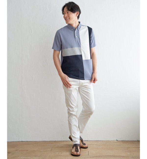 ikka「ブロックス鹿の子切り替えポロシャツ」|その他|