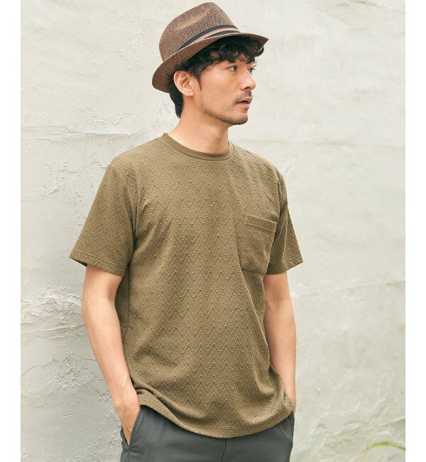 ikka「ヘリンボンフクレジャカードTシャツ」|Tシャツ・カットソー|