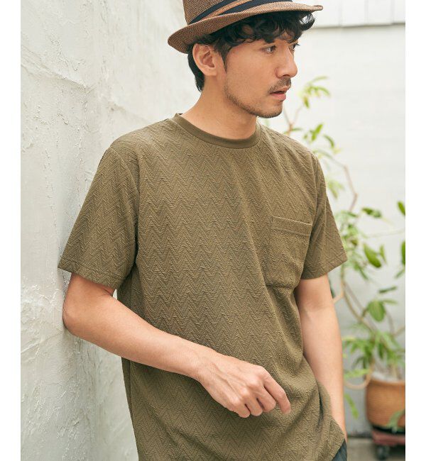 ikka「ヘリンボンフクレジャカードTシャツ」|Tシャツ・カットソー|