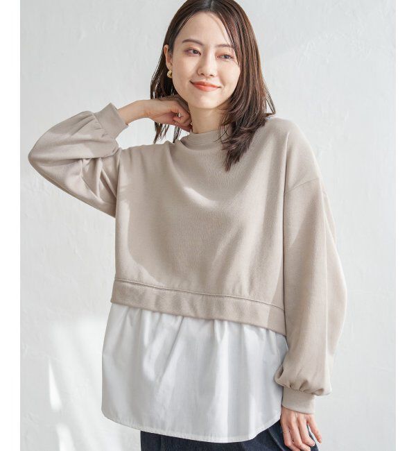 ikka「ポンチ切り替えレイヤードプルオーバー」|その他|ベージュ