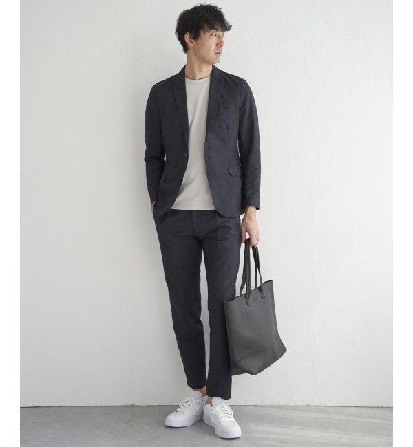 IKKA LOUNGE「【セットアップ対応】ブラックドットサッカーライトジャケット」|テーラードジャケット|