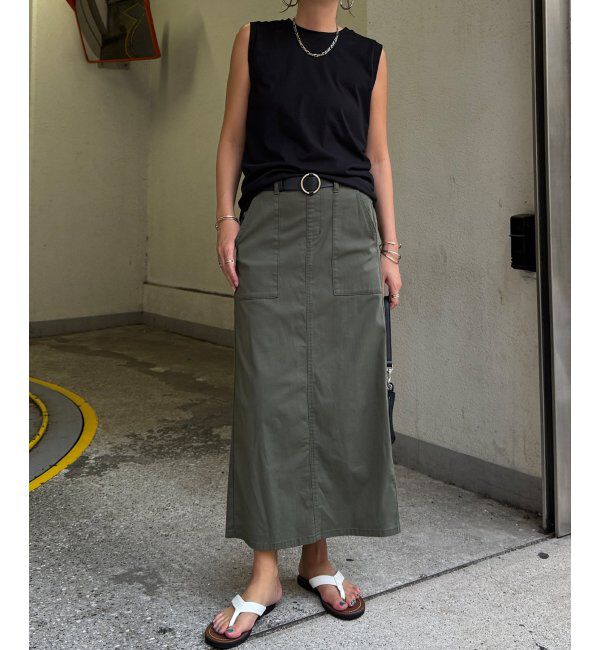 Lbc with Life「さらひやプラスIラインスカート」|スカート|ダークオリーブ