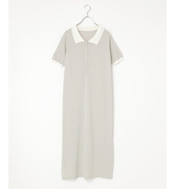 VENCE share style「バイカラーロングポロワンピース」|ワンピース|ライトグレー