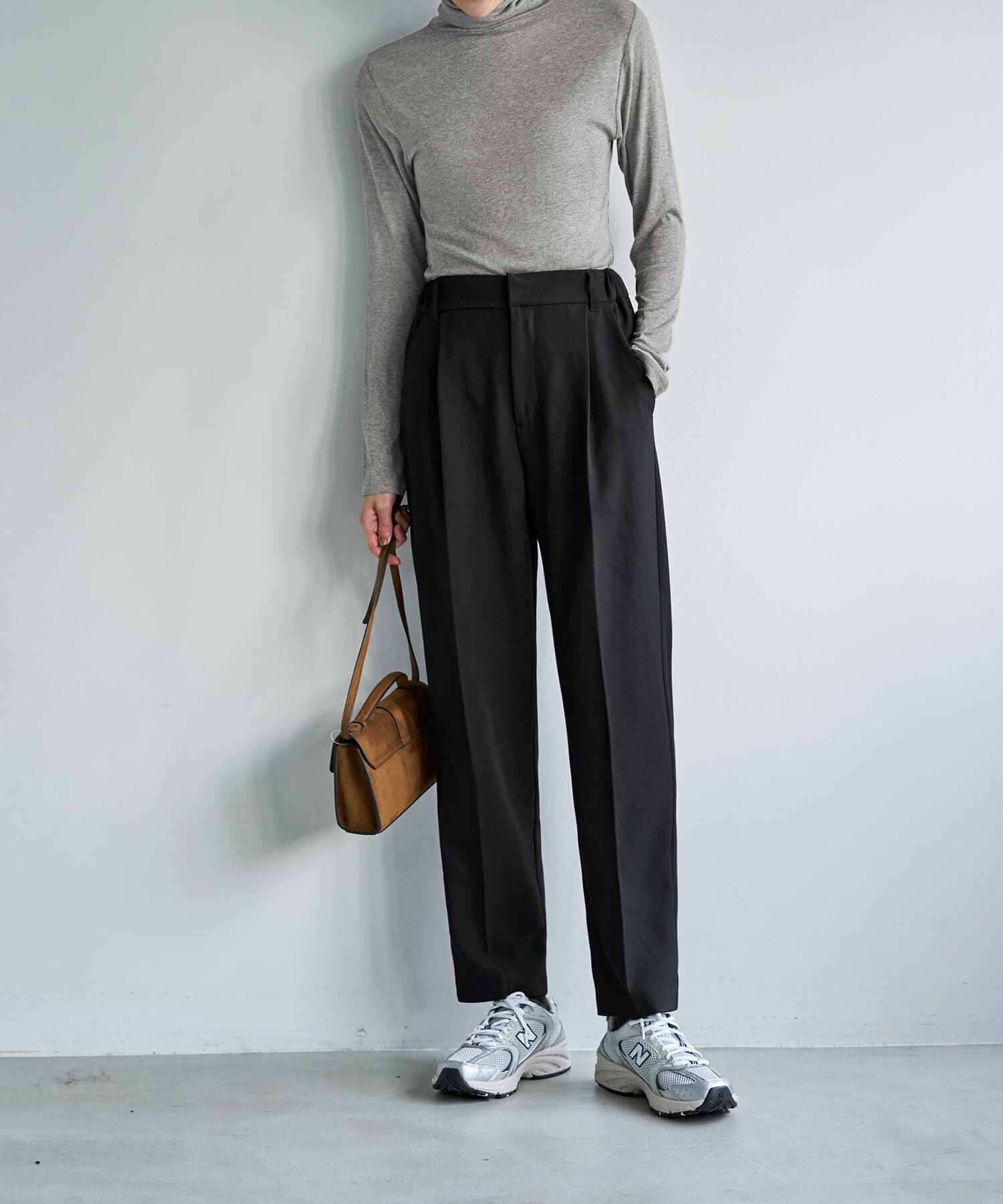 STYLE DELI「ストレッチツイルBASICタックパンツ」|スラックス|ブラック