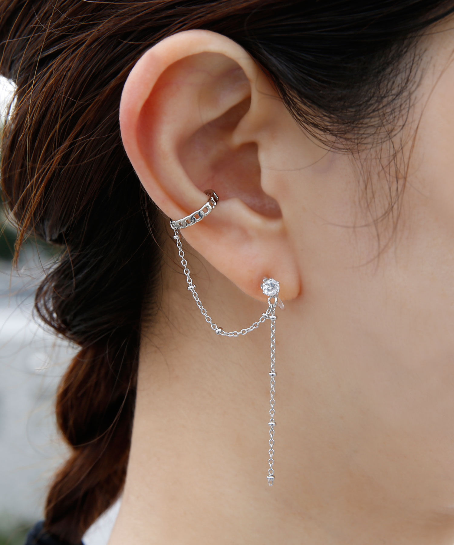 colleca la「チェーンイヤーカフ&times;ストーン樹脂イヤリング」|イヤーカフ|