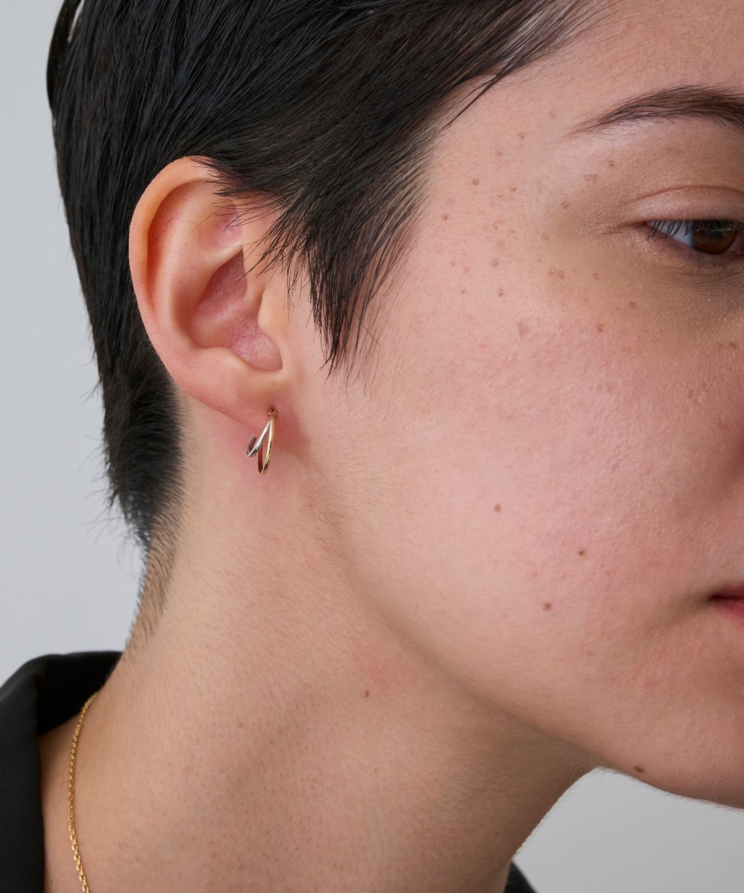 JUPITER「【K10&SV925】ダブルラインコンビフープピアス」|ピアス|