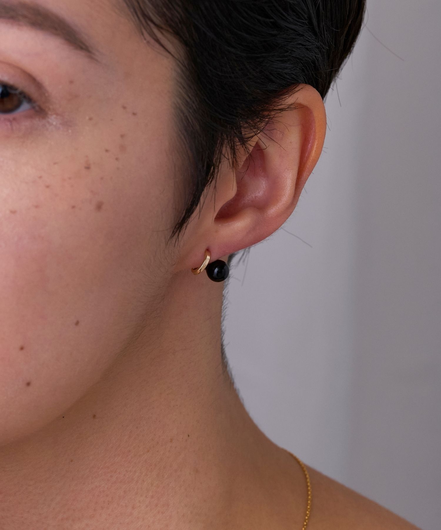 JUPITER「【K10】天然石フープフォルムピアス　オニキス」|ピアス|