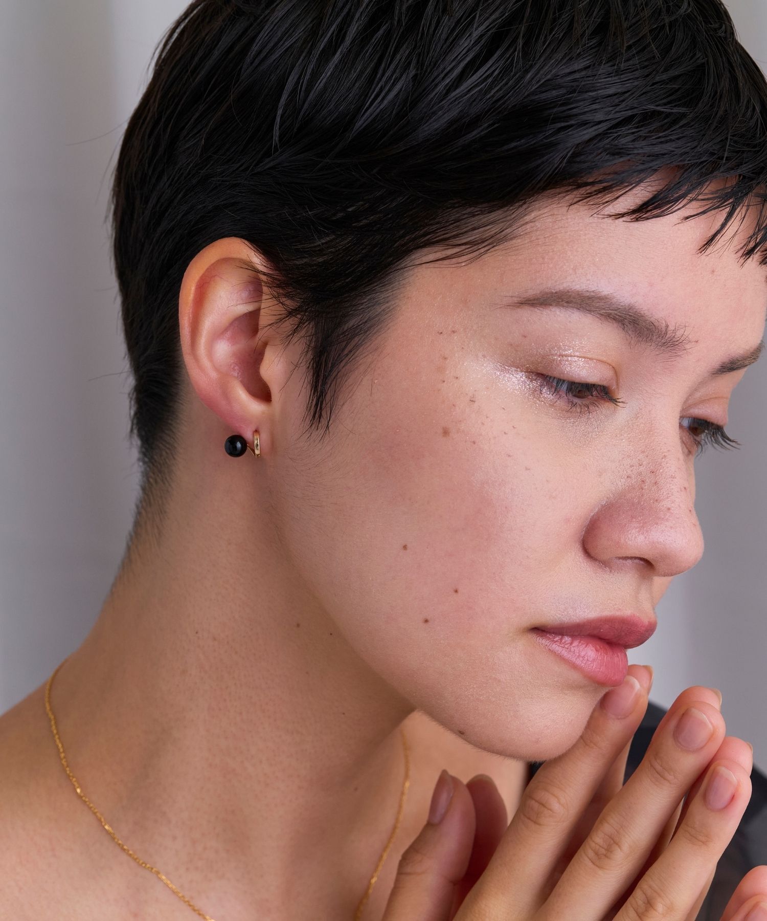 JUPITER「【K10】天然石フープフォルムピアス　オニキス」|ピアス|