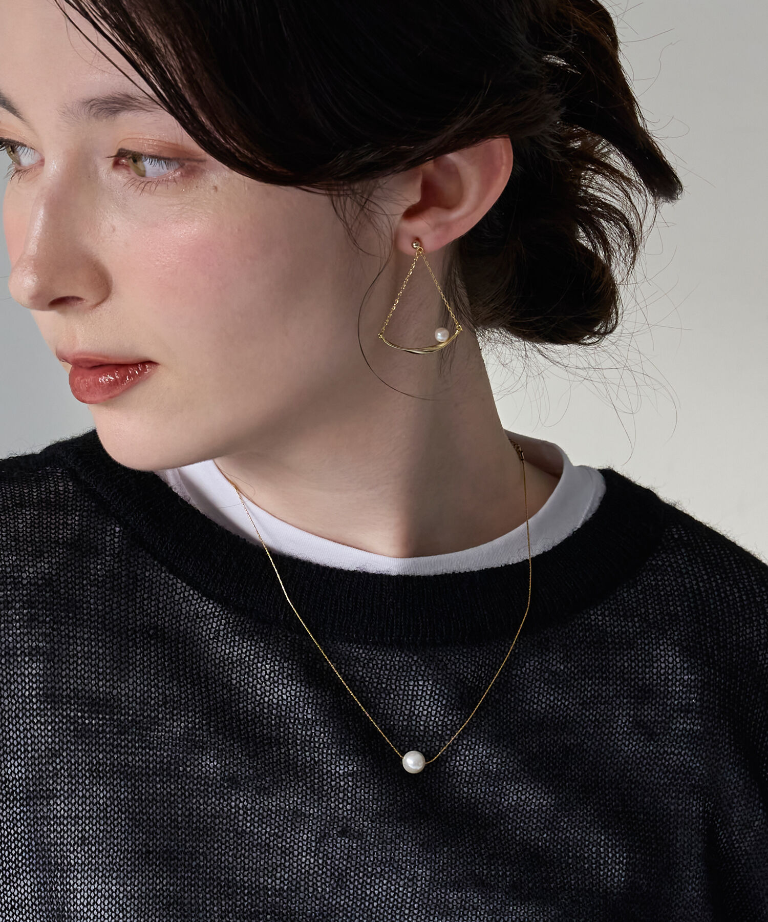 Phoebe「【金属アレルギー対応】ワントップパールネックレス　ゴールド/サージカルステンレス」|ネックレス|