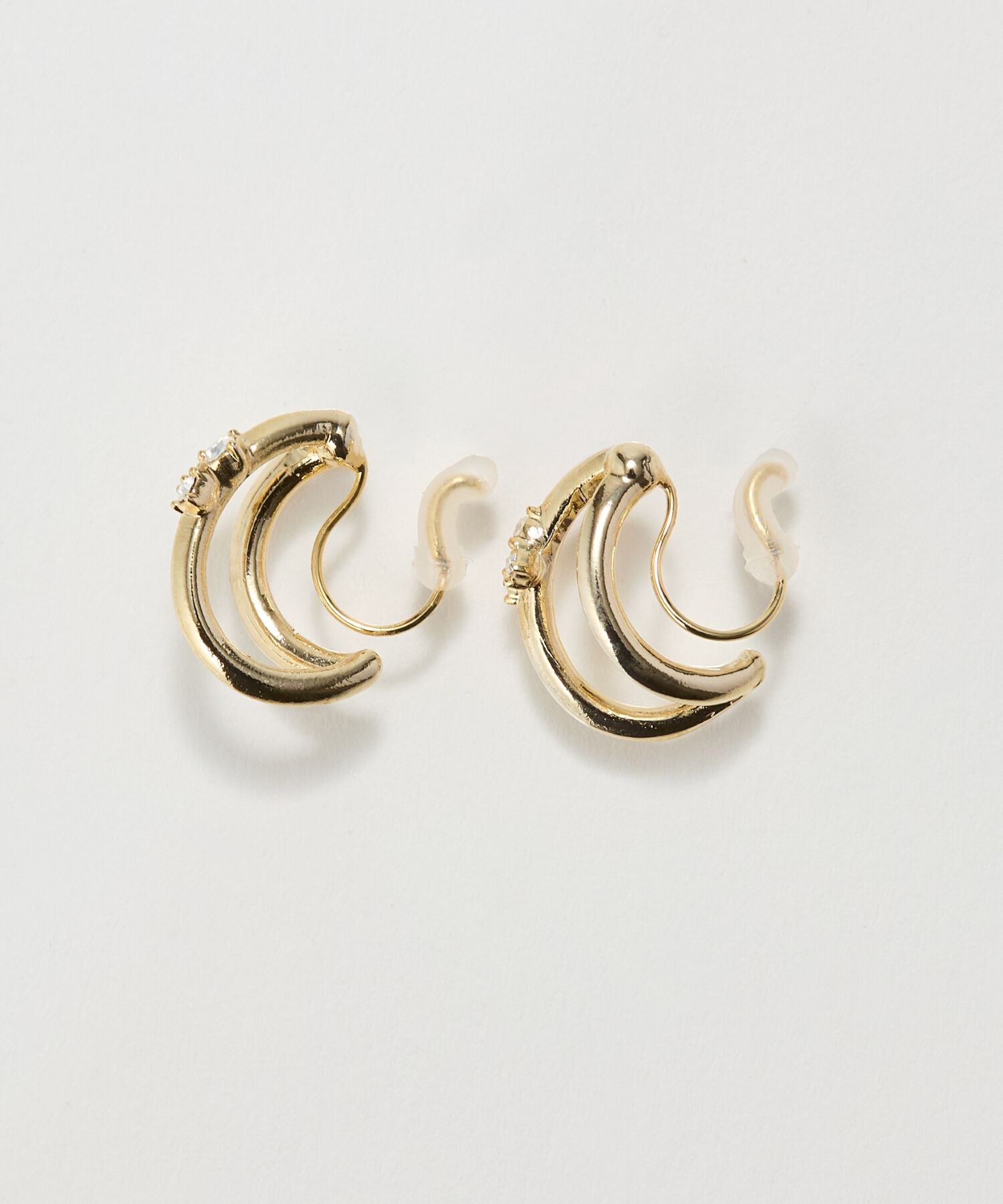 Phoebe「【痛くないシリーズ/アレルギー対応】シャイニーダブルフープライトフィットイヤリング　ゴールド」|イヤリング|