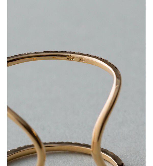 ete「K18YG パーティクル ダブルライン リング」|リング|