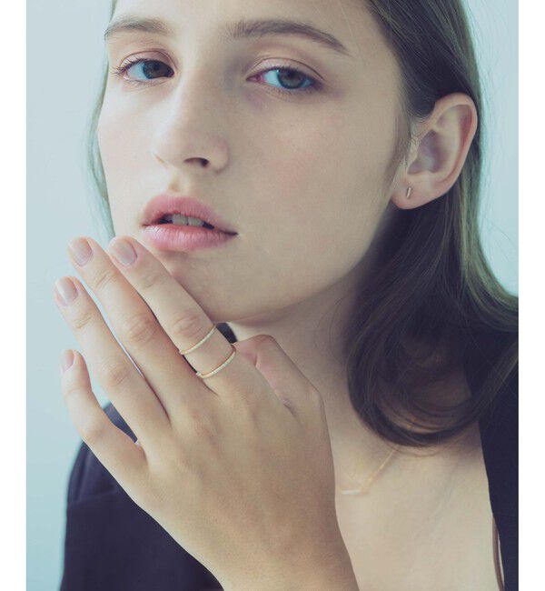 ete「K18YG パーティクル ダブルライン リング」|リング|