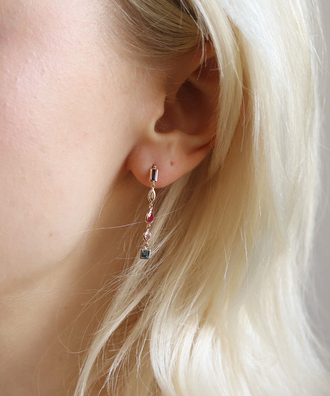  「マルチカラー ストーン ピアス | K10YG」|ピアス|