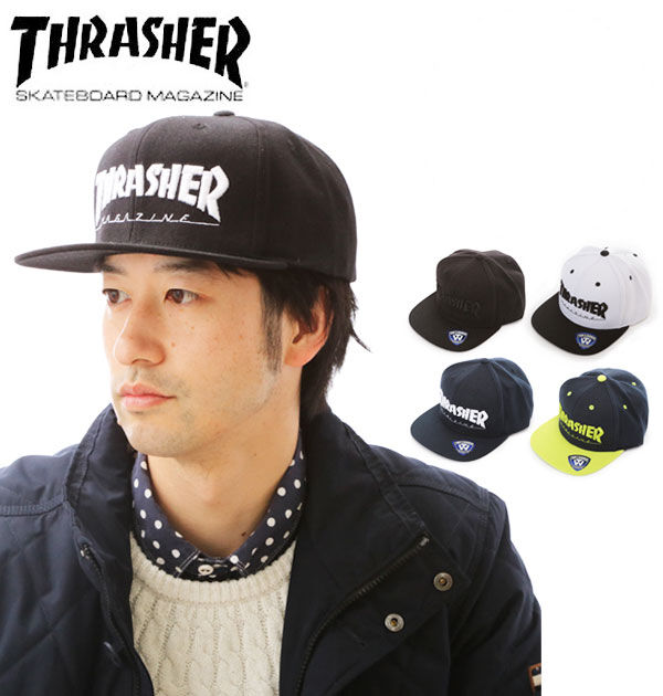 BACKYARD FAMILY「スナップバック スラッシャー THRASHER キャップ 帽子 ライム ネイビー 定番 ホワイト」|キャップ・キャスケット|