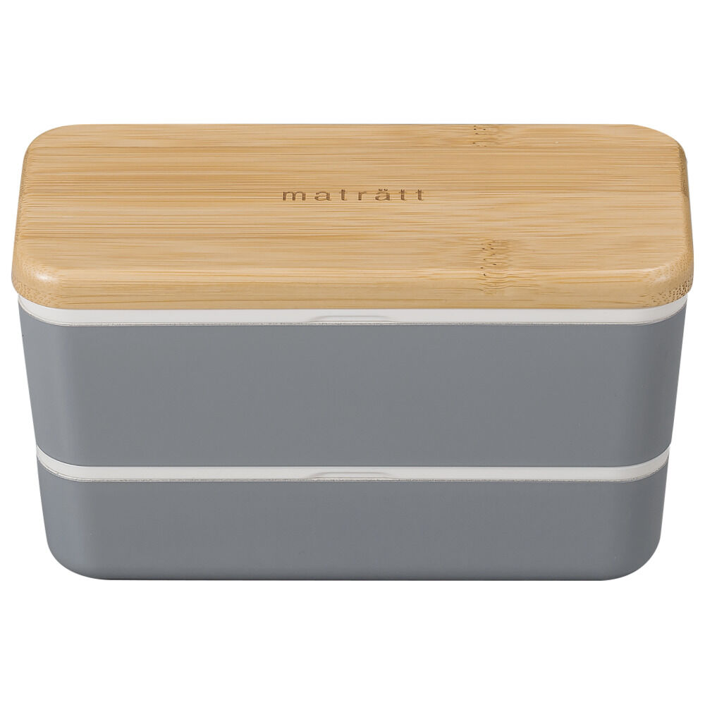 BACKYARD FAMILY「弁当箱 2段 通販 日本製 730ml 木目長角弁当 2段弁当箱 ランチボックス 中蓋付き」|食器・キッチングッズ|グレー2
