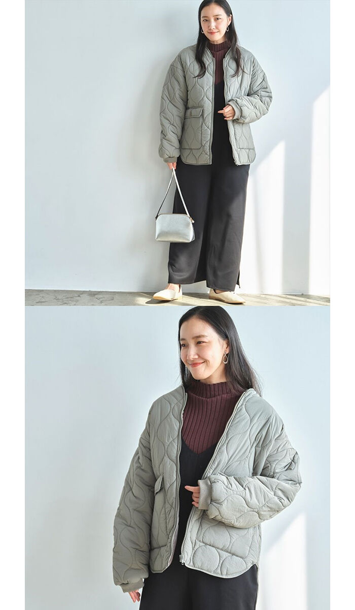 BACKYARD FAMILY「コート 秋 ショート丈 レディース 通販 ノーカラーコート キルティングコート」|その他|